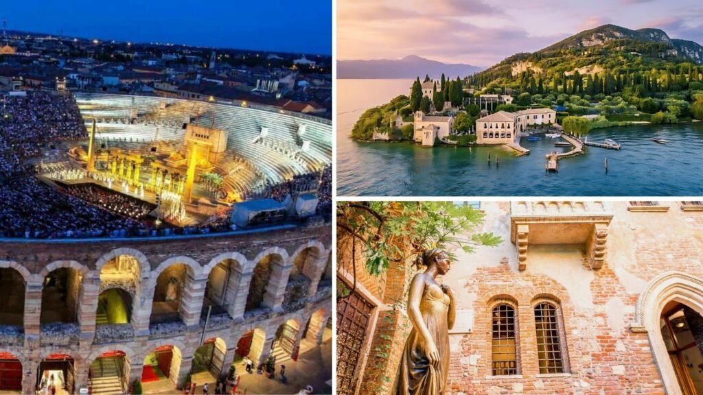 the Arena di Verona opera festival, Lake Garda with historic villas, and Juliet’s House, part of Cosmopolitours’ exclusive Italy itinerary.